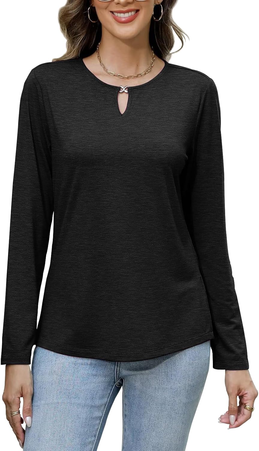 Long Sleeve Shirts for Women Crew Neck Women Long Sleeve Tops Casual Fall Tops Trendy Cute T Shirts Outfits Clothes - Image 4