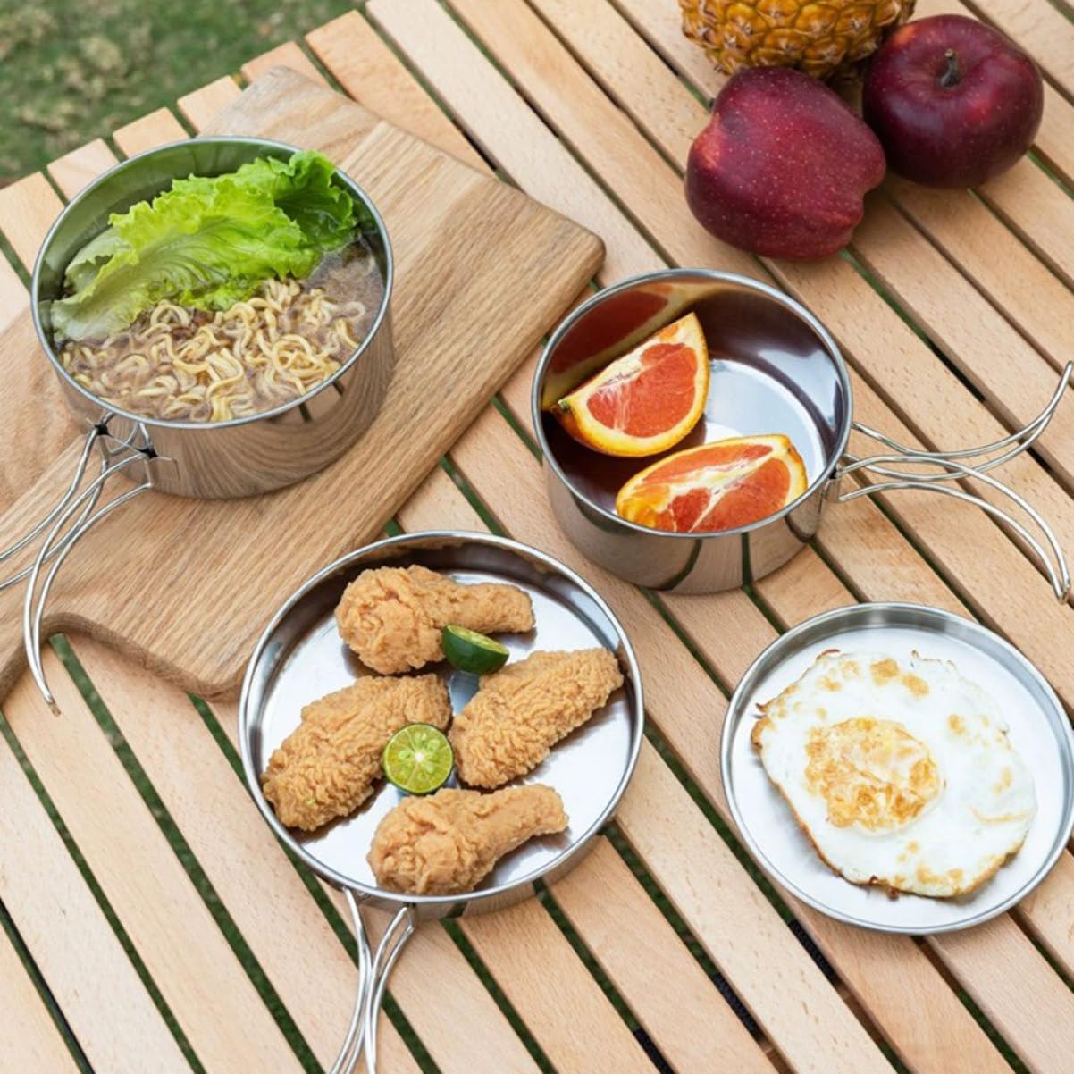 Happyyami 1set Pieghevoli Inossidabile Utensili Multifunzionali Per Picnic e Attività Outdoor Kit Per Escursionismo e Grigliate