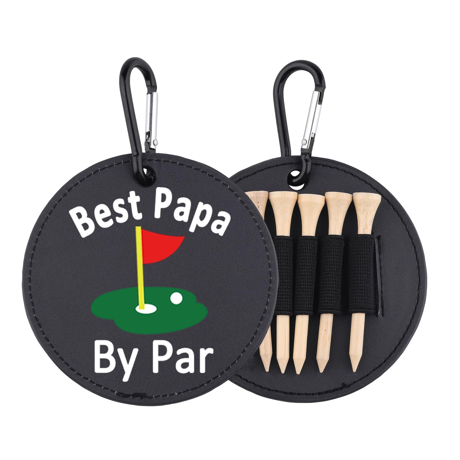 Best Papa by Par Leather Golf Tees Holder Funny Golf Tee Tag for Dad Daddy (Best Papa)