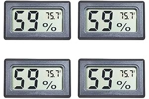 4-Pack Guitar Hygrometer Mini Digital Temperature Humidity Meters Gauge