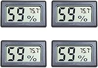 4-Pack Mini Digital Thermometer Hygrometer Indoor Temperature Humidity Gauge LCD Fahrenheit for Reptile Tanks, Jars, Guitar Cases, Greenhouses