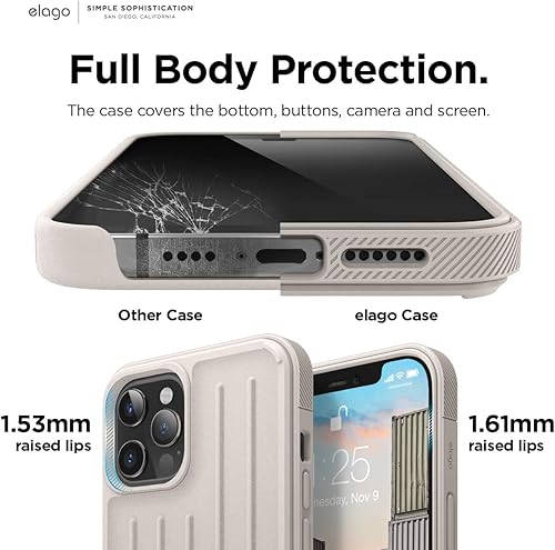 Miniatura 5 de elago Funda protectora compatible con iPhone 12 Pro Max (piedra), diseño de absorción de golpes, TPU duradero, carga inalámbrica compatible patente