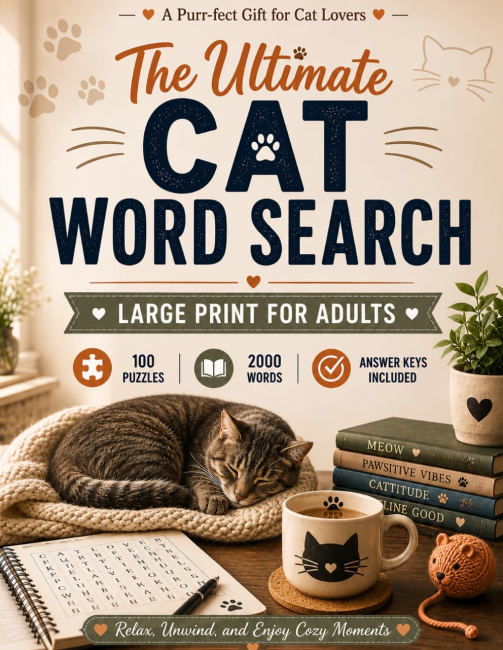 The Ultimate Cat Word Search: Large Print for Adults: 100 Feline-Themed Puzzles with 2,000+ Unique Words — Cat Breeds, Behavior, History & Fun Facts ... (Pet Lover's Ultimate Word Search Series)
