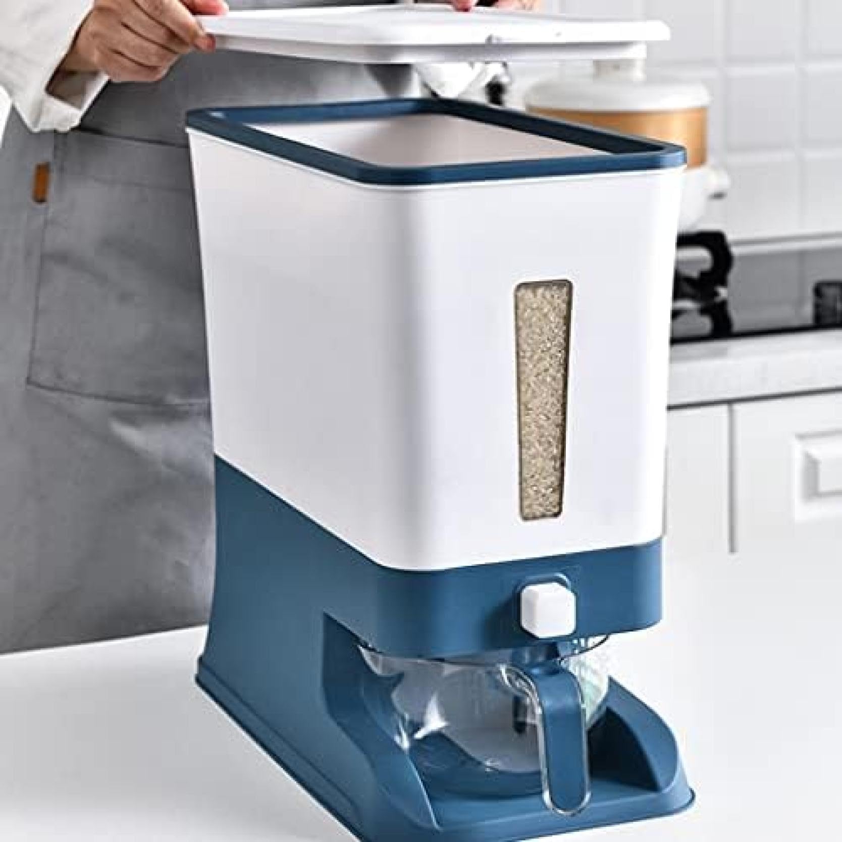 Rice bucket Insect-proof and moisture-proof sealed food-grade kitchen household crystal box Aquarium Rice storage box Moisture-proof
