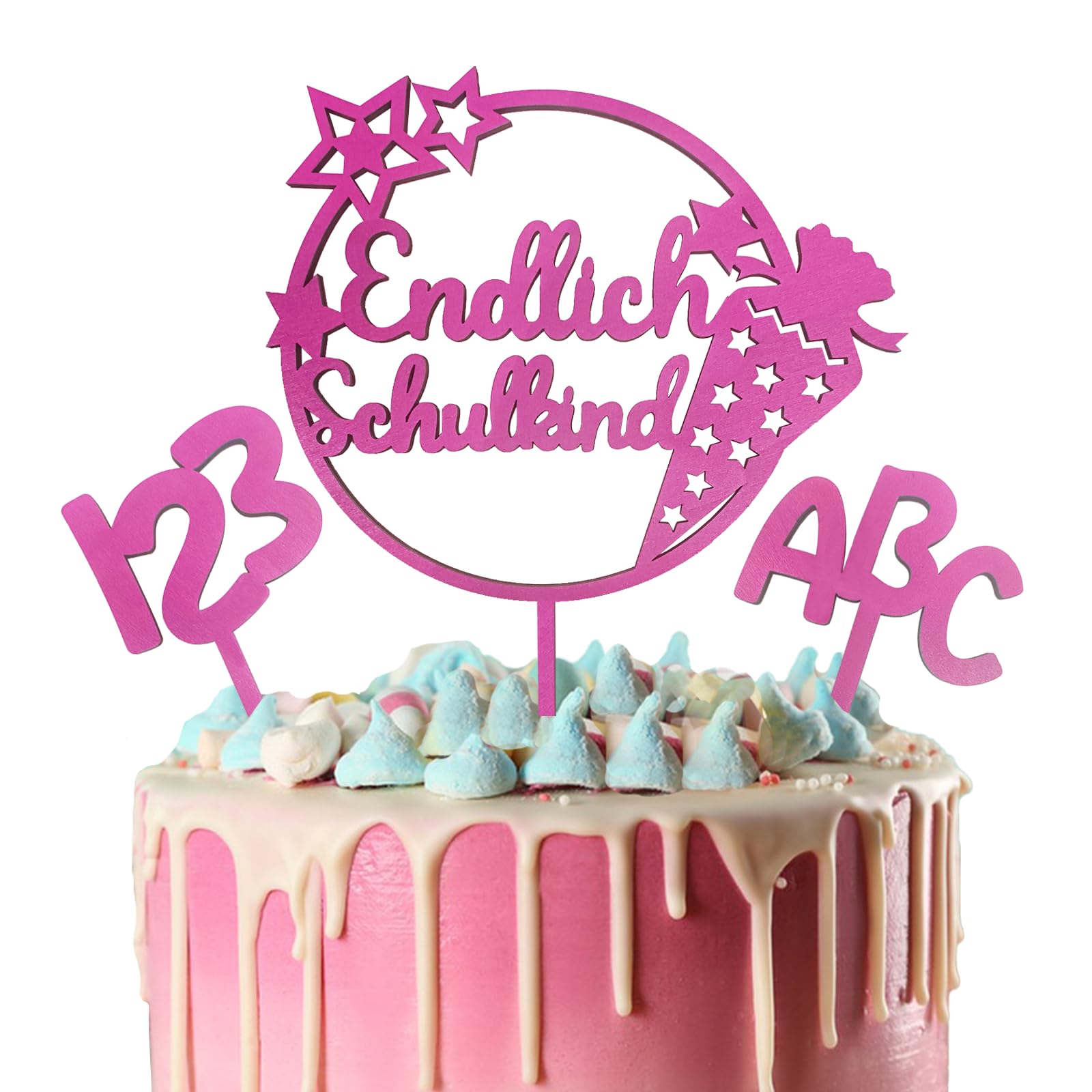 Decorazione Per Torta In Legno – Schulkind, Inizio Della Scuola Per Bambini - 4