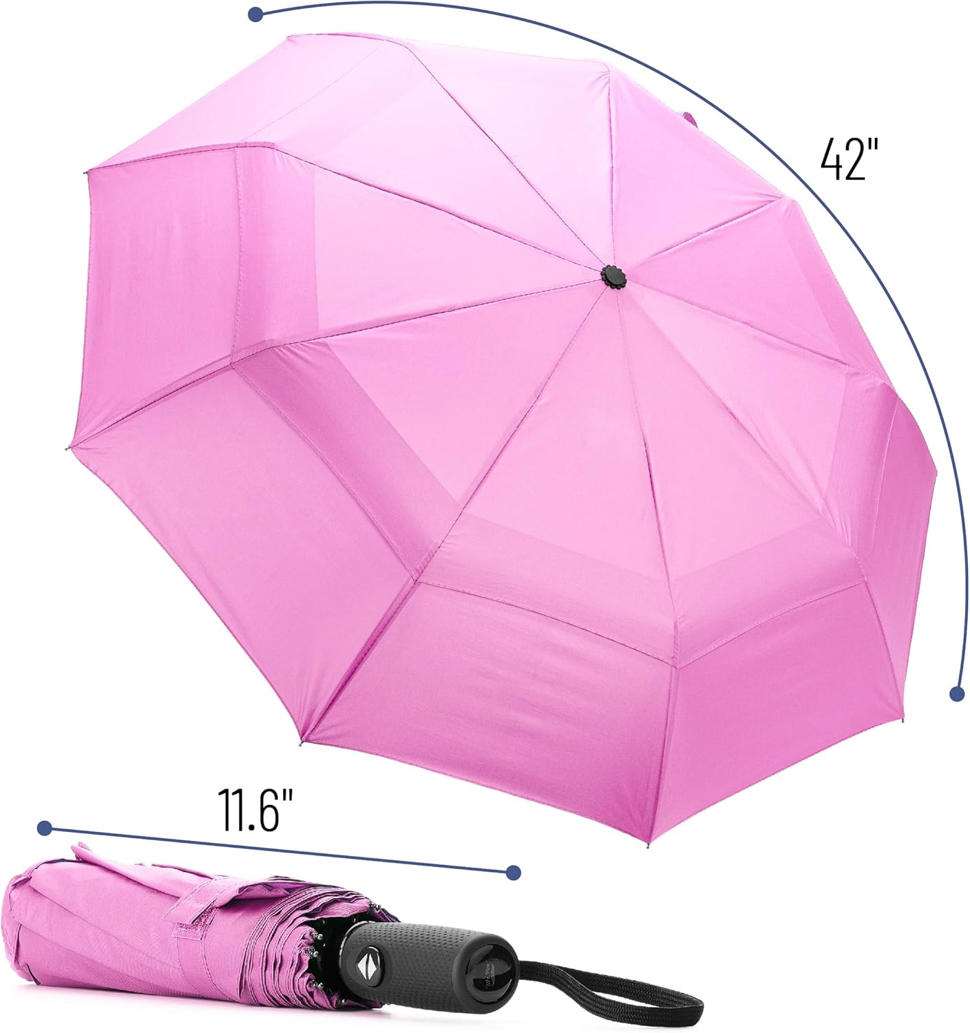 mr. pen- windproof travel umbrella, automatic umbrellas for rain, compact pastel magenta