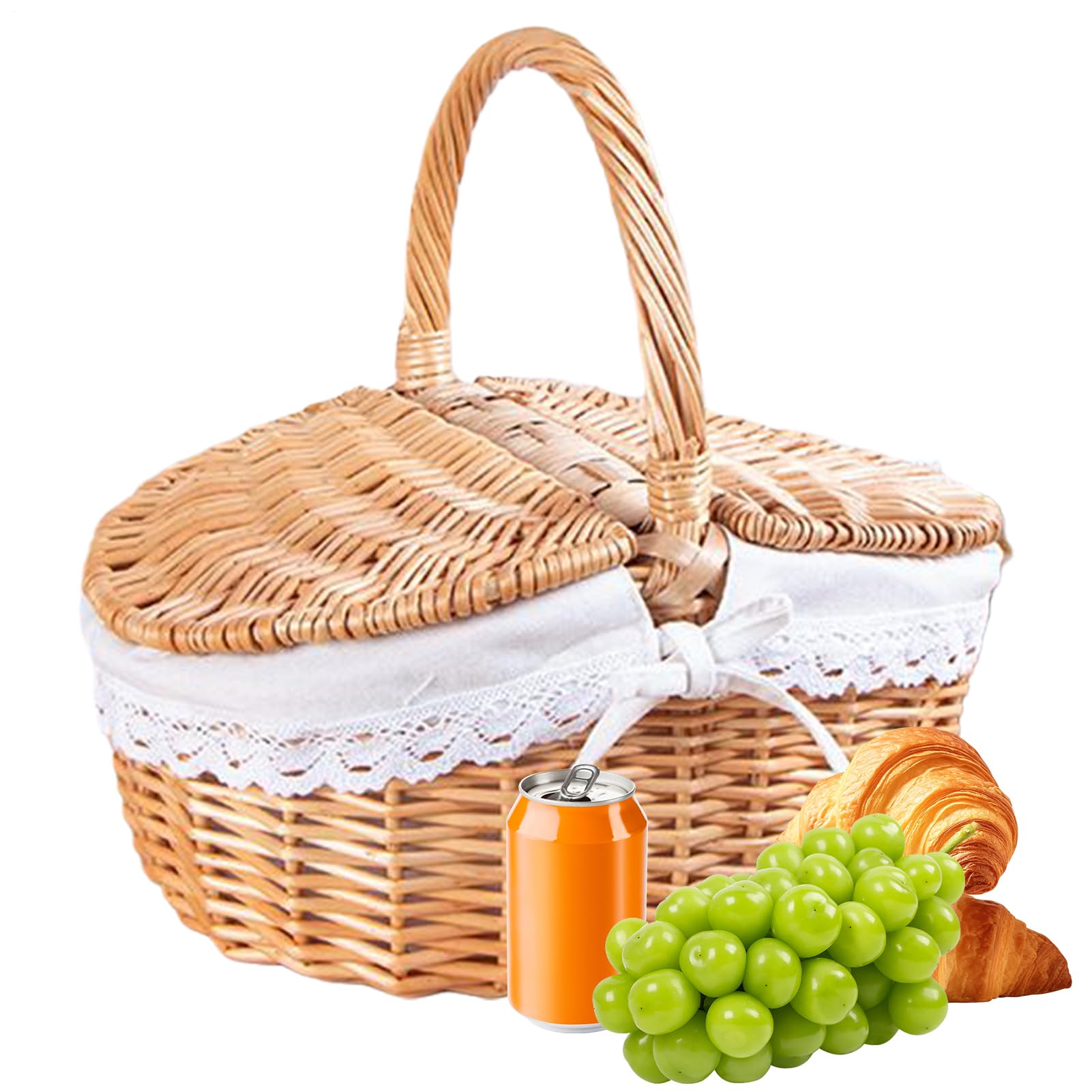 Panier de pique-nique tissé avec poignée pour vos sorties à la plage et camping au jardin