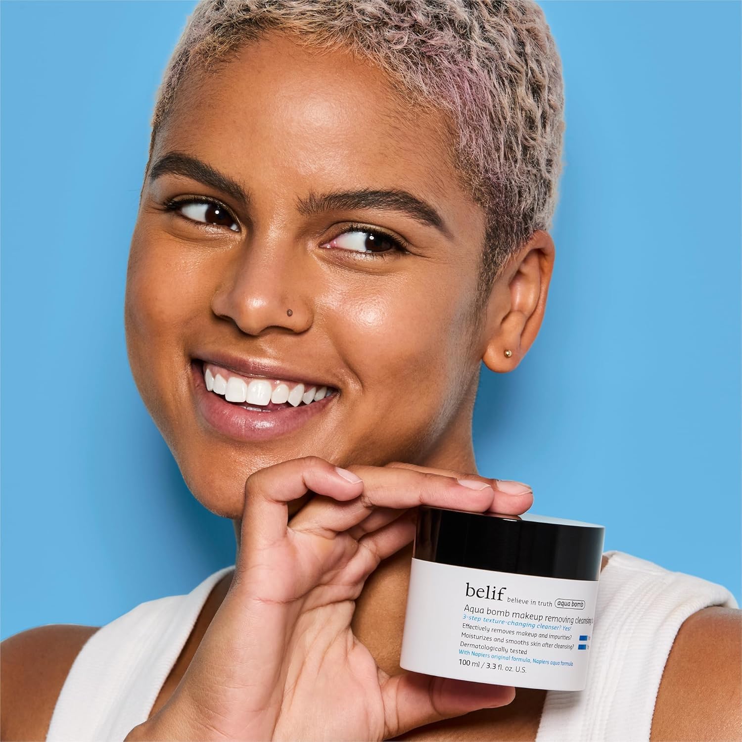 belif Aqua Bomb Cleansing Balm Makeup Remover, Hydrate & Deep Cleanse in 1 Step, Melt Away Makeup & SPF, Balm to Oil Cleanser Formula, No Oily Residue, Korean Skin Care (3.3 fl.oz., New Formula) - Image 3