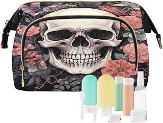 Kigai Skull Flowers Makeup Bag Cosmetic Bag f...