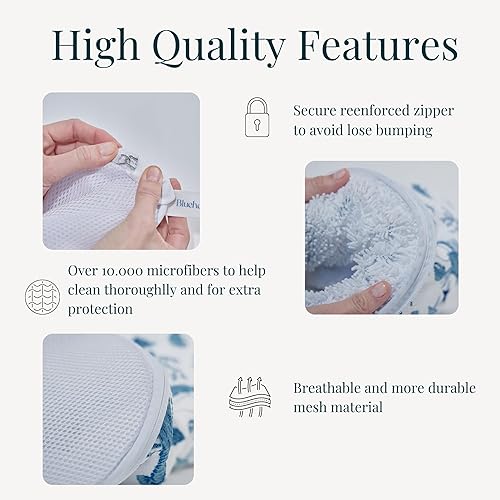 Miniatura 4 de Bluehome Bolsa para lavadora de zapatos con cepillo para tenis, paquete de 2 bolsas de lavandería reutilizables de felpilla para tenis, viajes y