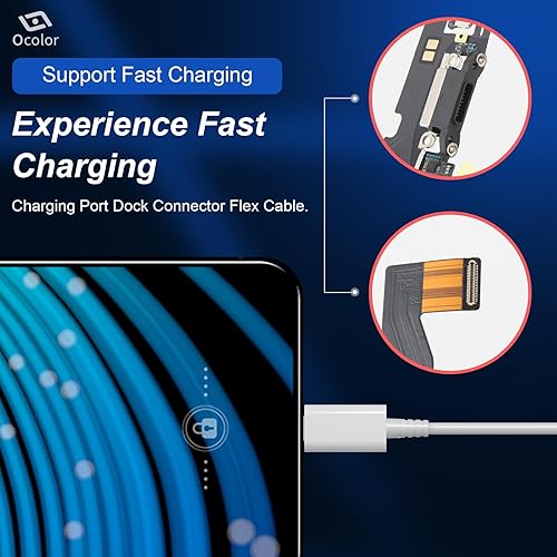 Miniatura 6 de Ocolor Conector de muelle para iPhone 12 Pro Puerto de carga de repuesto para iPhone 12 USB Cargador Junta Flex Cable Piezas con Herramientas