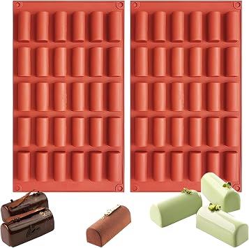 Silicone Mini Log Molds, 2 Packs, 30-Cavities Handmade Chocolate Bar Molds