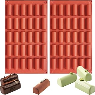 Silicone Mini Log Molds, Chocolate Bar Molds Somall Baking Tray, 2 Packs, 30-Cavities Handmade Mould for Chocolate Energy Bars Protein Nutrition Cereal Bars