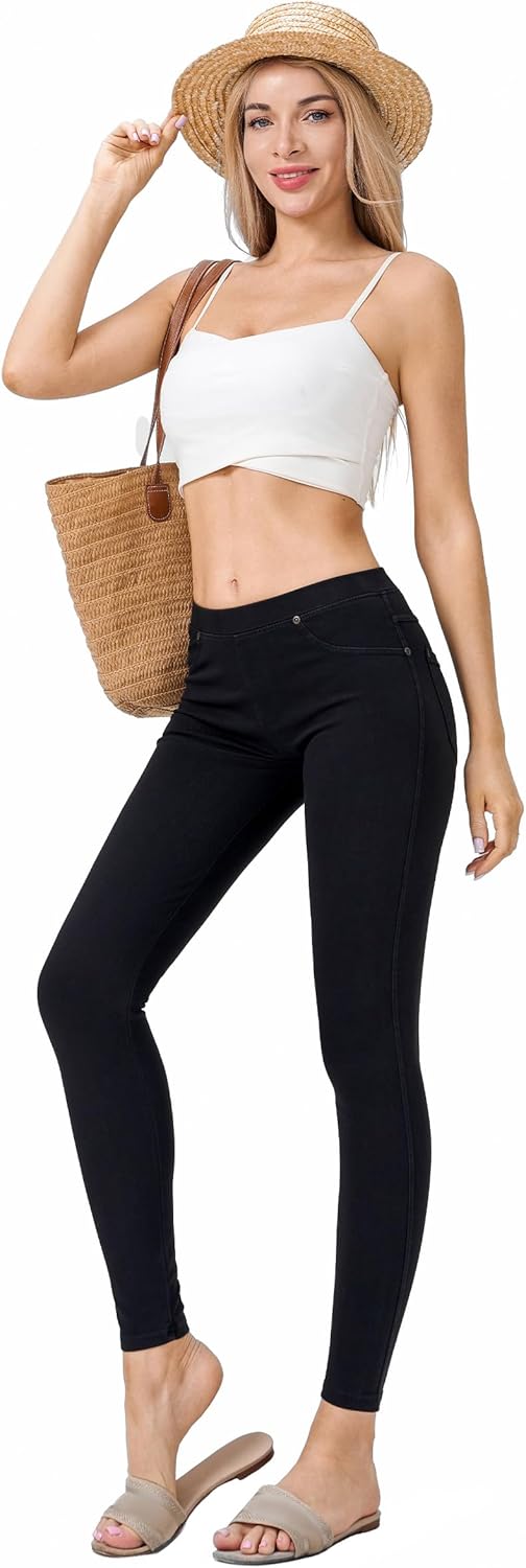 Stretchy Jeans for Women Pull On Jeggings Tummy Control Skinny Leggings with Pockets Trendy Casual - Image 9