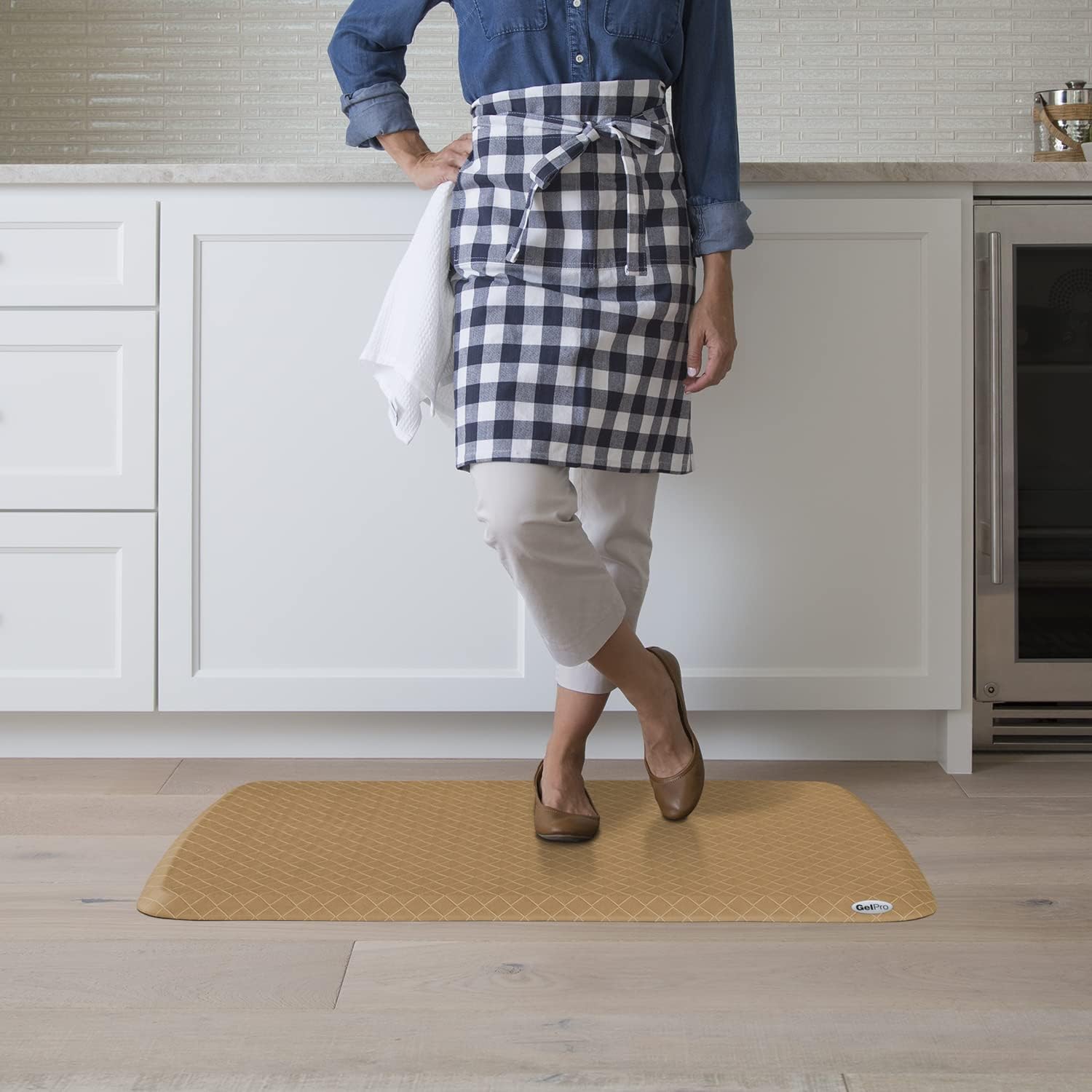 GelPro Elite Premier Gel & Foam Anti-Fatigue Kitchen Floor Comfort Mat, 20" x 36", Basketweave Khaki