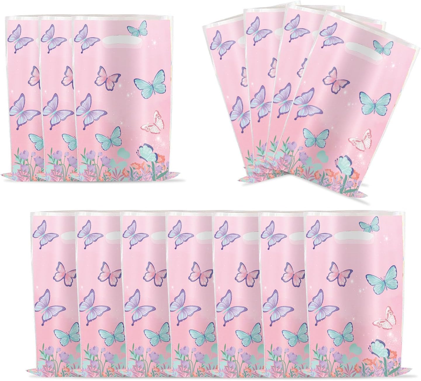 YYaaloa 30pcs Goodie Bags Party Favor Bags Plastic Candy Gift Bags Bulk for Birthday Baby shower Return Gift (Butterfly A 30pcs)