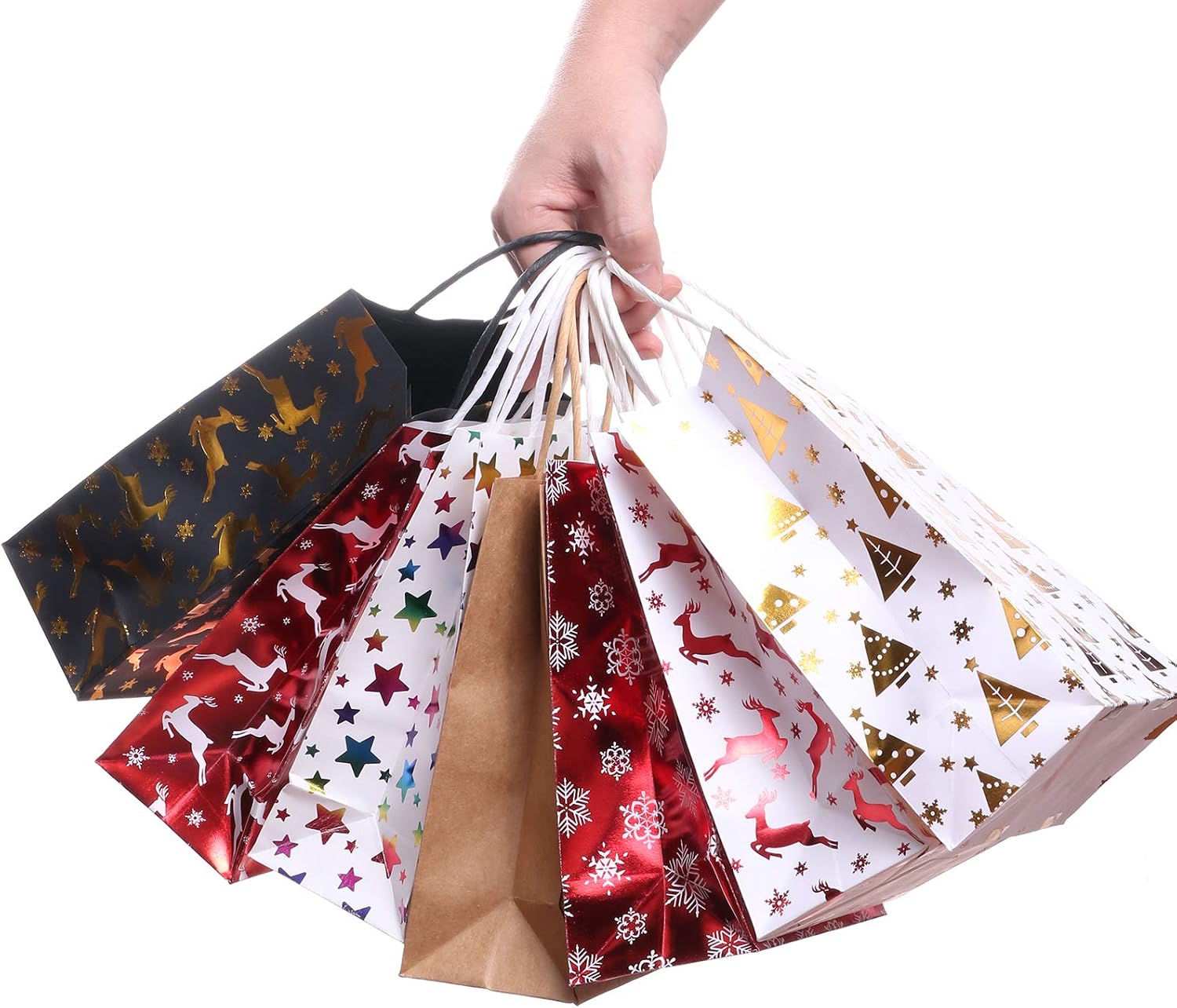 Top Rated Holiday Gift Bags Small, Christmas Gift Bags, Small Environmental Paper Bags - 24 PCs (5.9 * 3.15 * 8.27 inches)