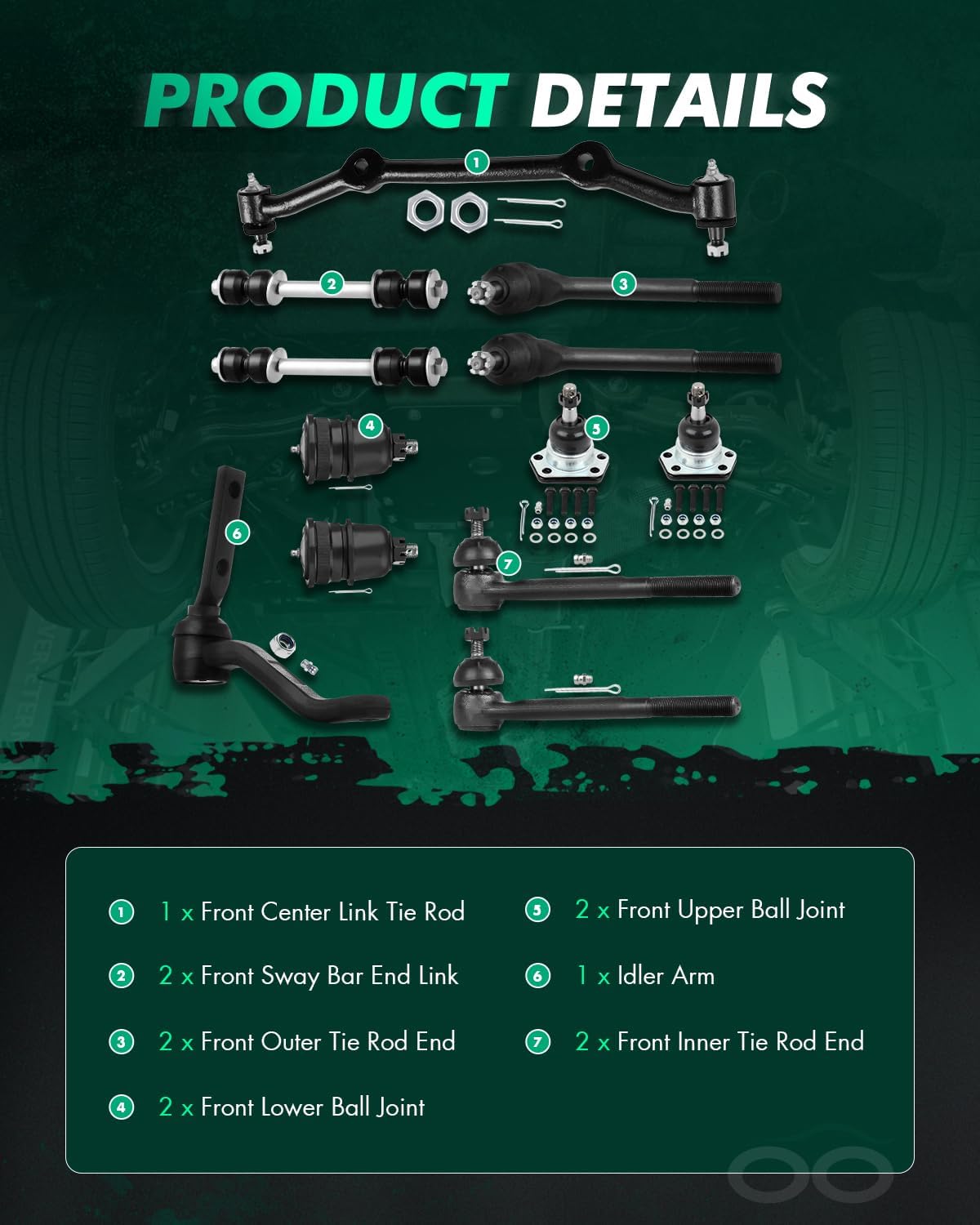 SCITOO 12Pc Suspension Kits Front Ball Joint Tie Rod End Center Link Idler Arm Kit fit for Chevrolet for GMC 2WD/RWD