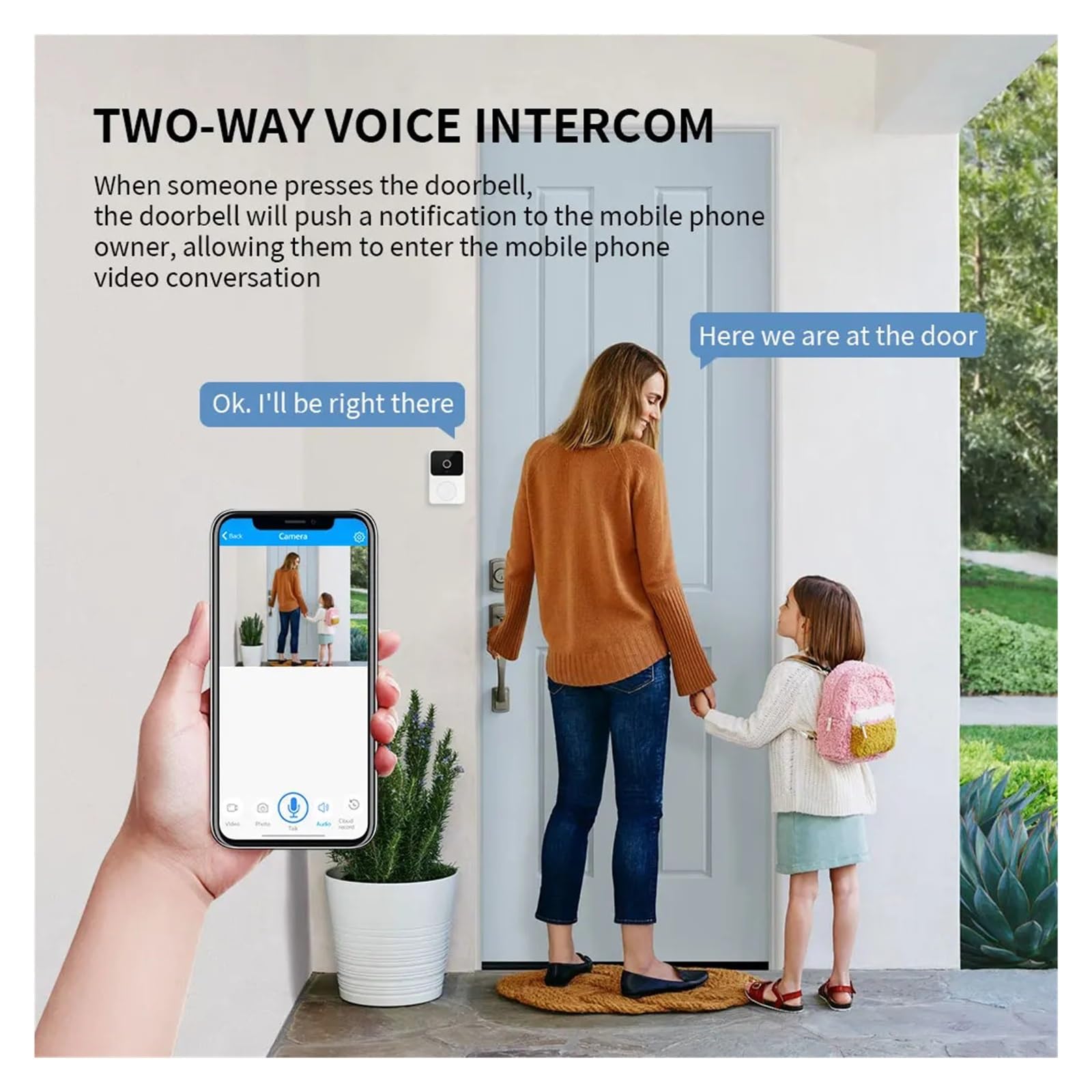 Campanello senza fili Smart Video 2.4G WiFi Telecamera di sicurezza domestica, 2 vie (M8)