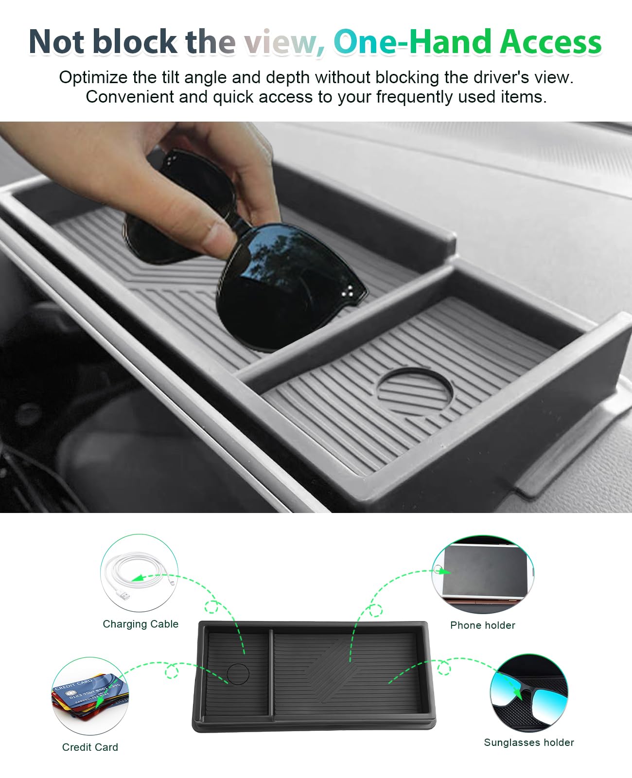 GAFAT Kompatibel mit VW ID.7 2024 2025 2026 15" Mittelkonsole Aufbewahrungsbox, Hinter dem Bildschirm Ablagen Organizer Tray für ID7 Tourer 15 Zoll Discover Pro Max