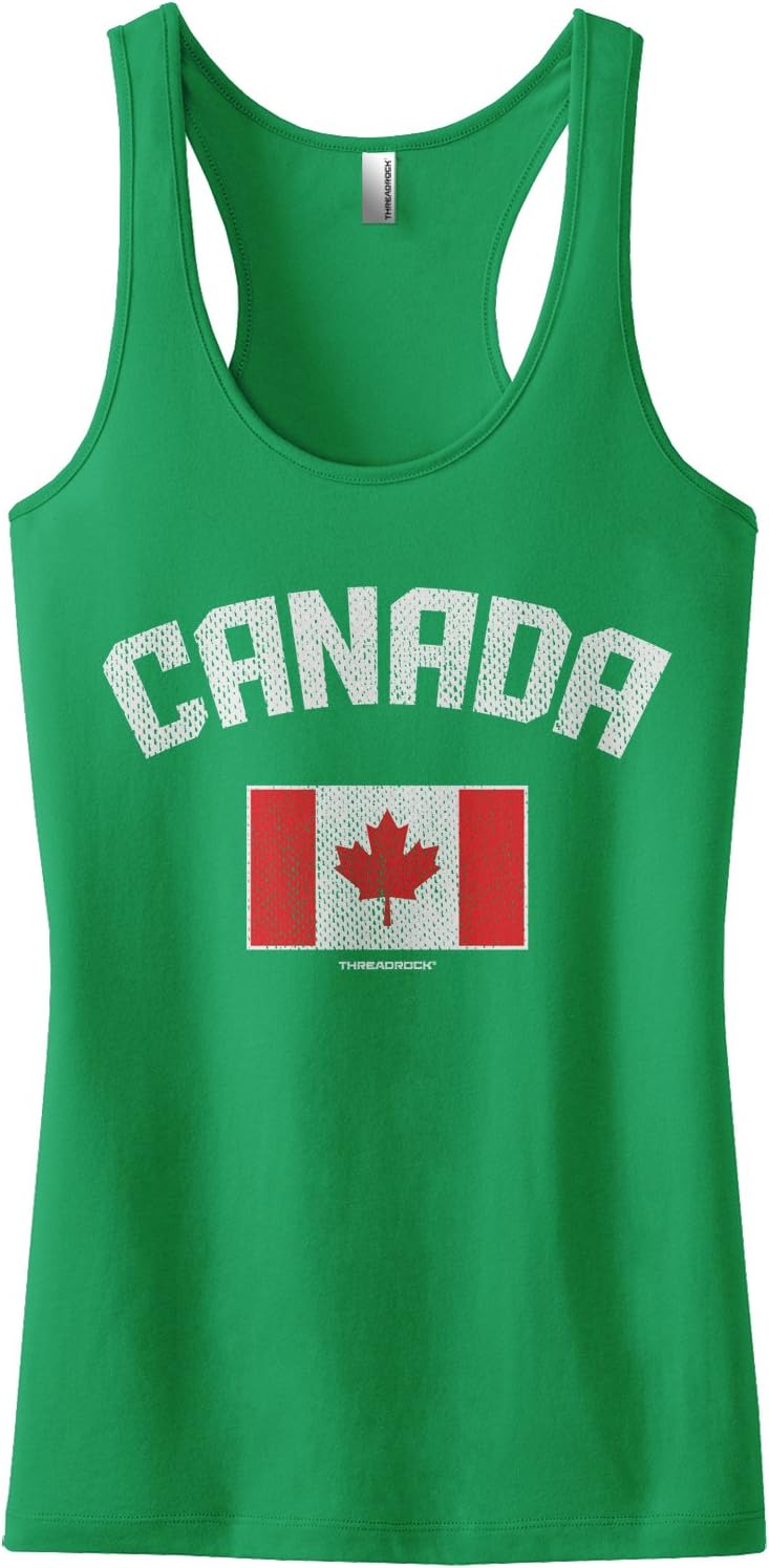 Threadrock Women's Canada Canadian Flag Racerback Tank Top