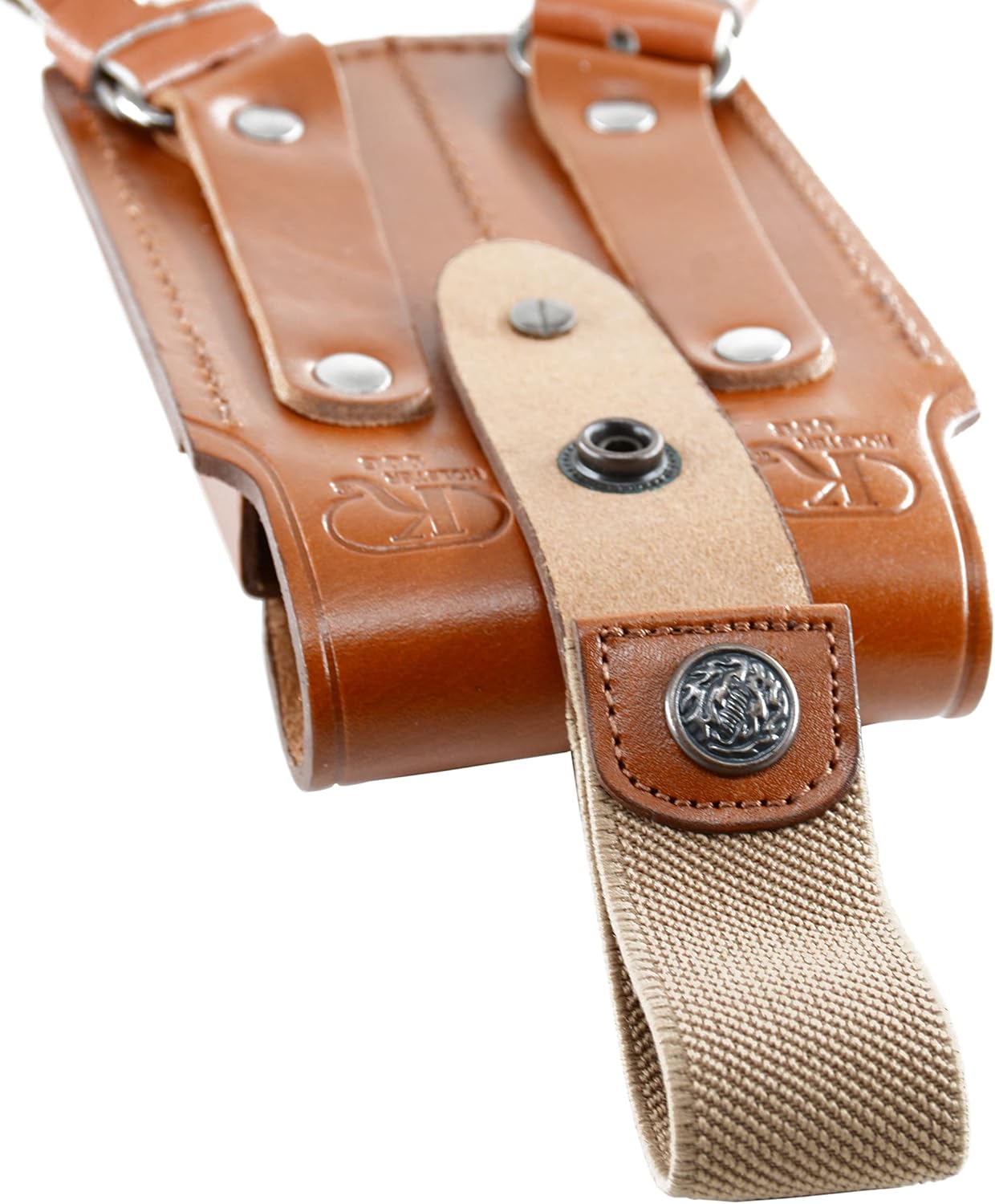 K446 Vertical-Horizontal Shoulder & Belt Holster with Double Mag Pouch Fits Beretta CZ 75 Browning HP Sig Sauer with 4" Barrel (3in1) Genuine Leather Handmade! (Brown)