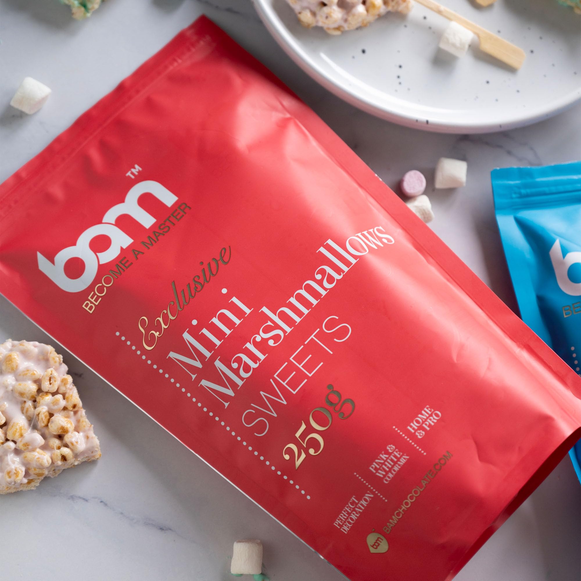 BAM Mini pianki marshmallows, posypka do ciast, idealna do dekoracji ciast, różowa, kremowa i biała, 250 g