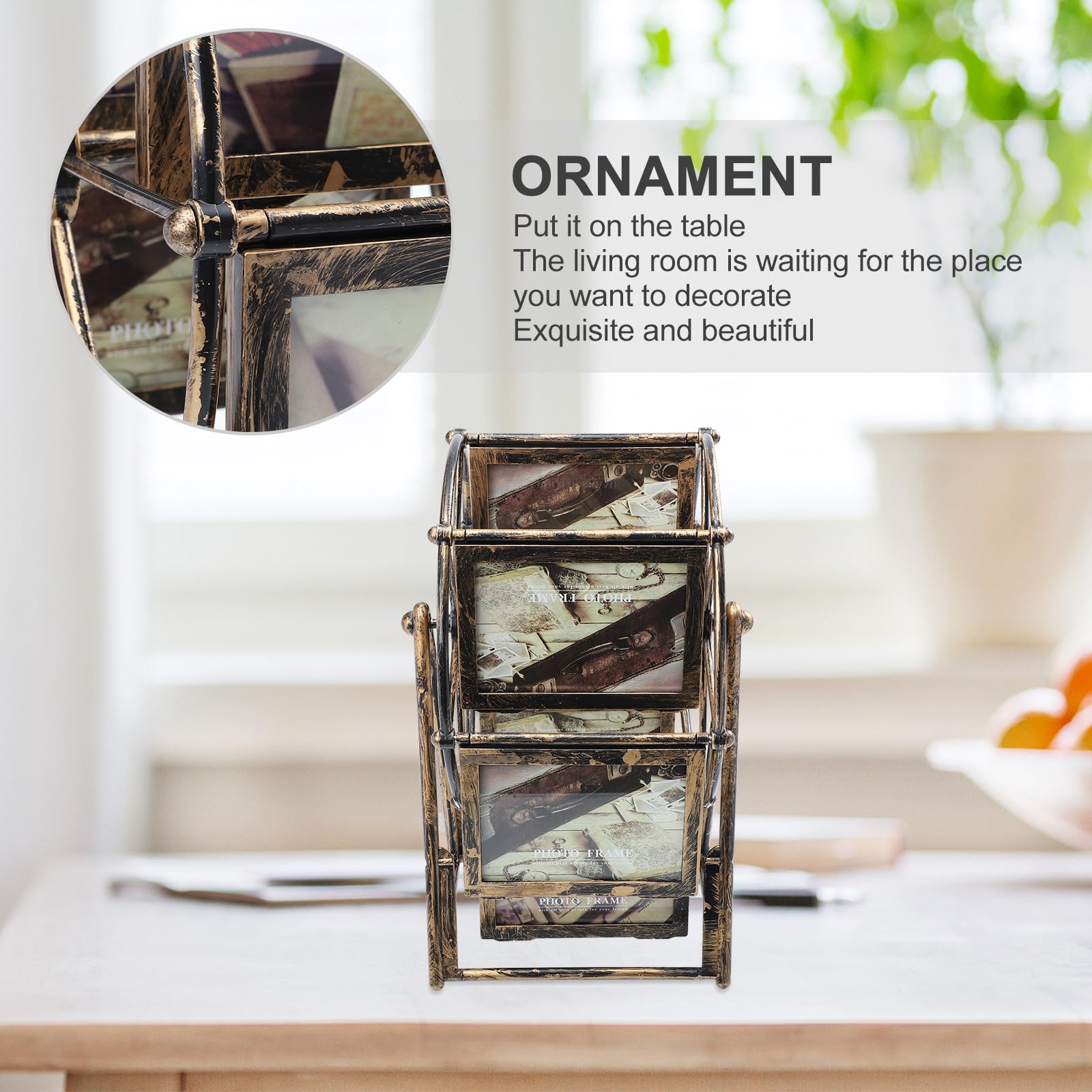 Supvox Retro Riesenrad Fotorahmen 5 Zoll Schwarz Windmühlen Tischdeko mit Drehbarem Selbstgemacht Bilderrahmen für Hochzeits und Familienfotos Vintage Wohnaccessoire