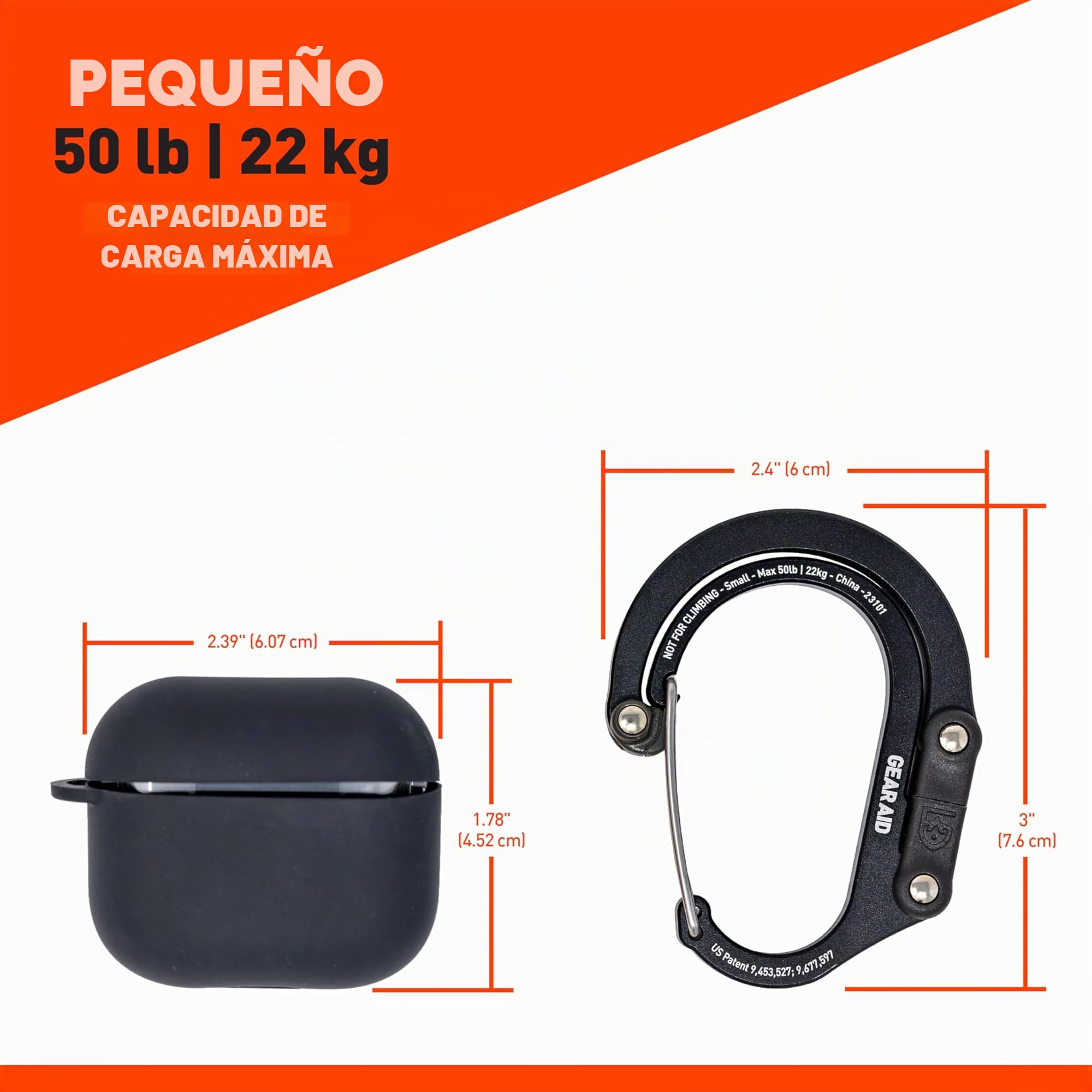 GEAR AID HEROCLIP Clip y Gancho de Mosquetón (Pequeño) para Bolso, Cochecito y Mochila
