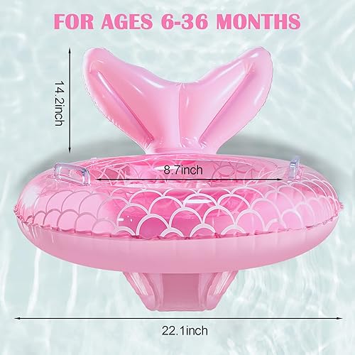 Miniatura 6 de KISSHAKE Flotador de piscina para bebé, flotador de natación de sirena para bebé, entrenador de natación inteligente, flotadores inflables de