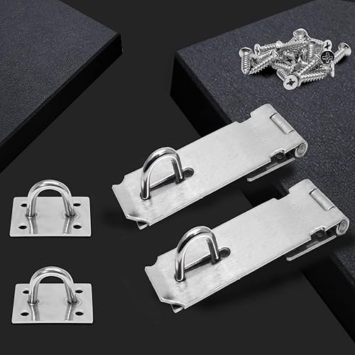 Miniatura 4 de Moicstiy 2 piezas de cerrojo de 3 pulgadas de acero inoxidable con cierre de puerta de seguridad de acero inoxidable con tornillos para armarios,