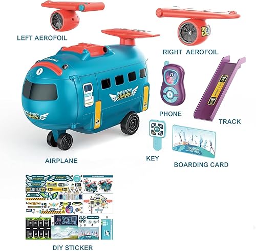 Miniatura 5 de Dwi Dowellin Vehículo de Juguete de Avión y Coche, Juguetes de Volante para Niños de 3, 4, 5, 6 Años con Sonido y Luz, Juguete Educativo de Avión
