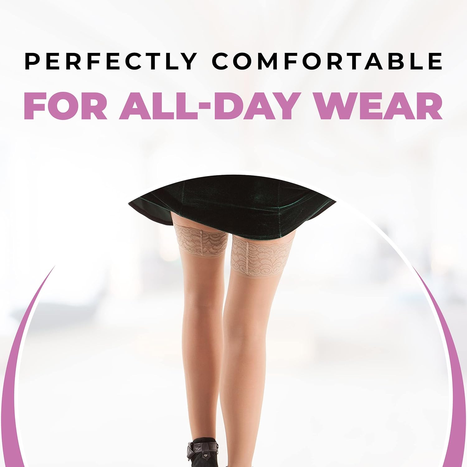 GABRIALLA Sheer Firm Compression Stockings - 23-30 mmHg, Thigh High, Closed Toe, Beige, X-Large