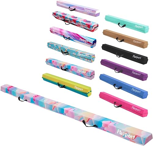 Miniatura 5 de FBSPORT Haz de equilibrio de 8 pies/6 pies: equipo de gimnasia plegable para niños y adultos, base de goma antideslizante, viga de gimnasia