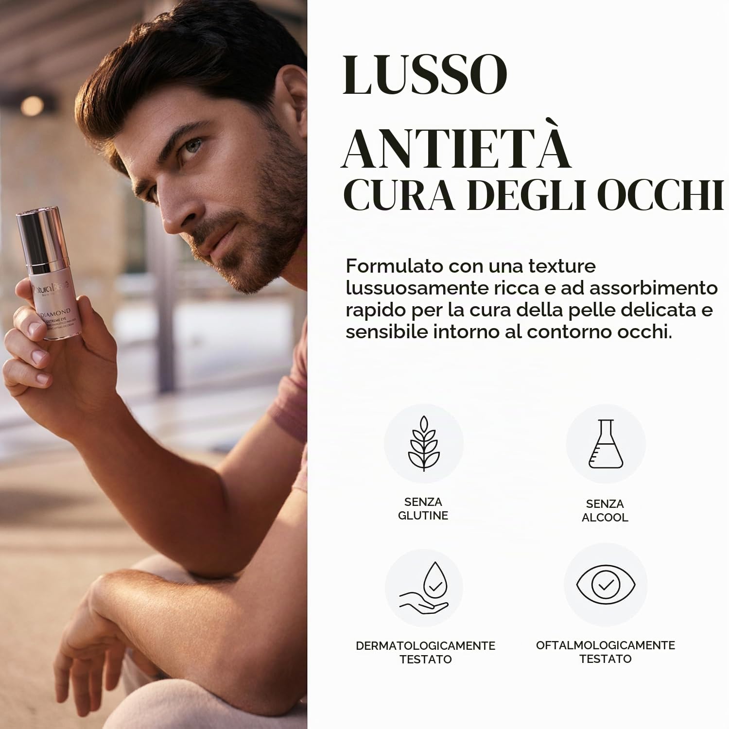Natura Bissé Diamond Extreme Eye | Contorno Occhi Antietà Effetto Lifting con Artemia Salina, Acido Ursolico e Complesso di Rinnovamento Epidermico | 25 ml