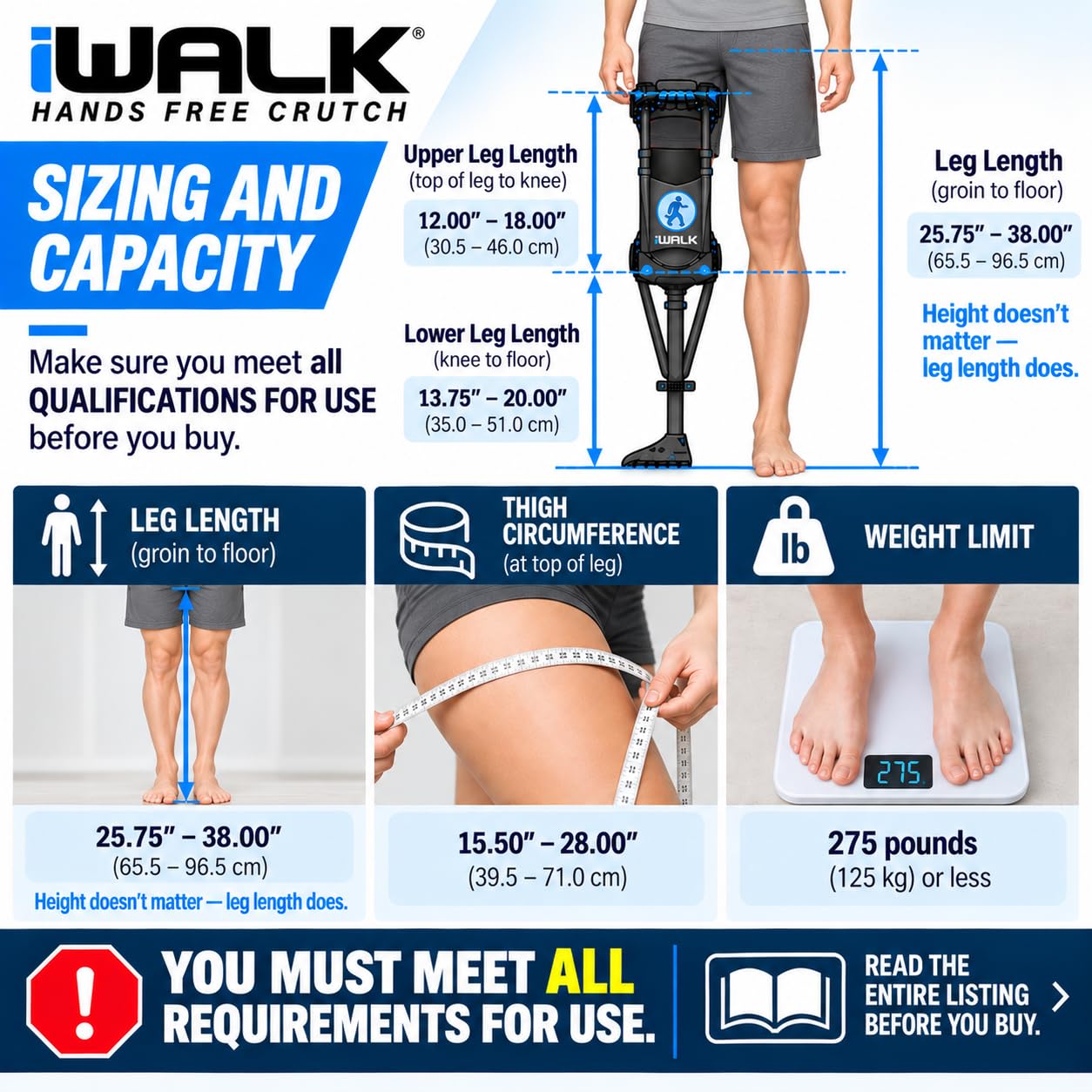 iWALK3.0 Original Hands Free Knee Crutch-Replaces Knee Scooter & Crutches — Amazon image 3
