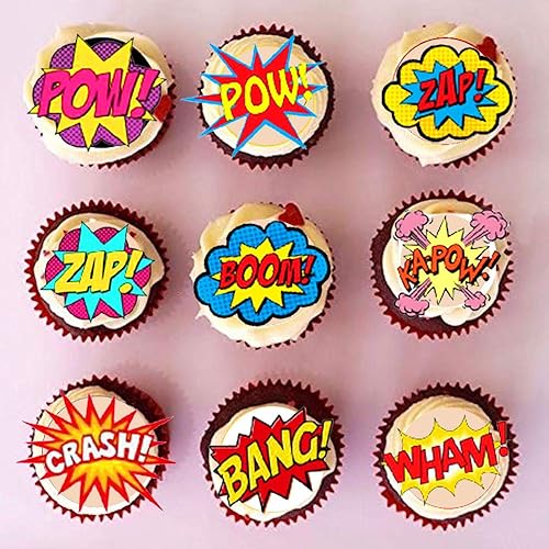 48 piezas de superhéroes con palabras para cupcakes, envoltorios de superhéroes para cupcakes, decoraciones de cumpleaños de superhéroes para niños, disponible en Yaxa Colombia