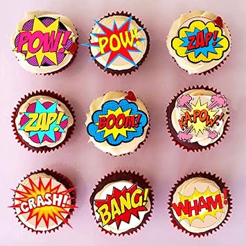 48pcs Superhero Cupcake Toppers & Liners - Superhero Birthday Decorations for Boys Party Supplies