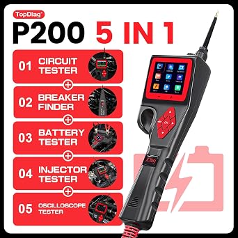 TopDiag P200 Power Circuit Probe Kit - Automotive Circuit Tester with 2024 Online Update, 9~30V Voltage Range, Multimeter, Relay Test, Fuel Injector Tester, Activating Component, Oscilloscope Mode