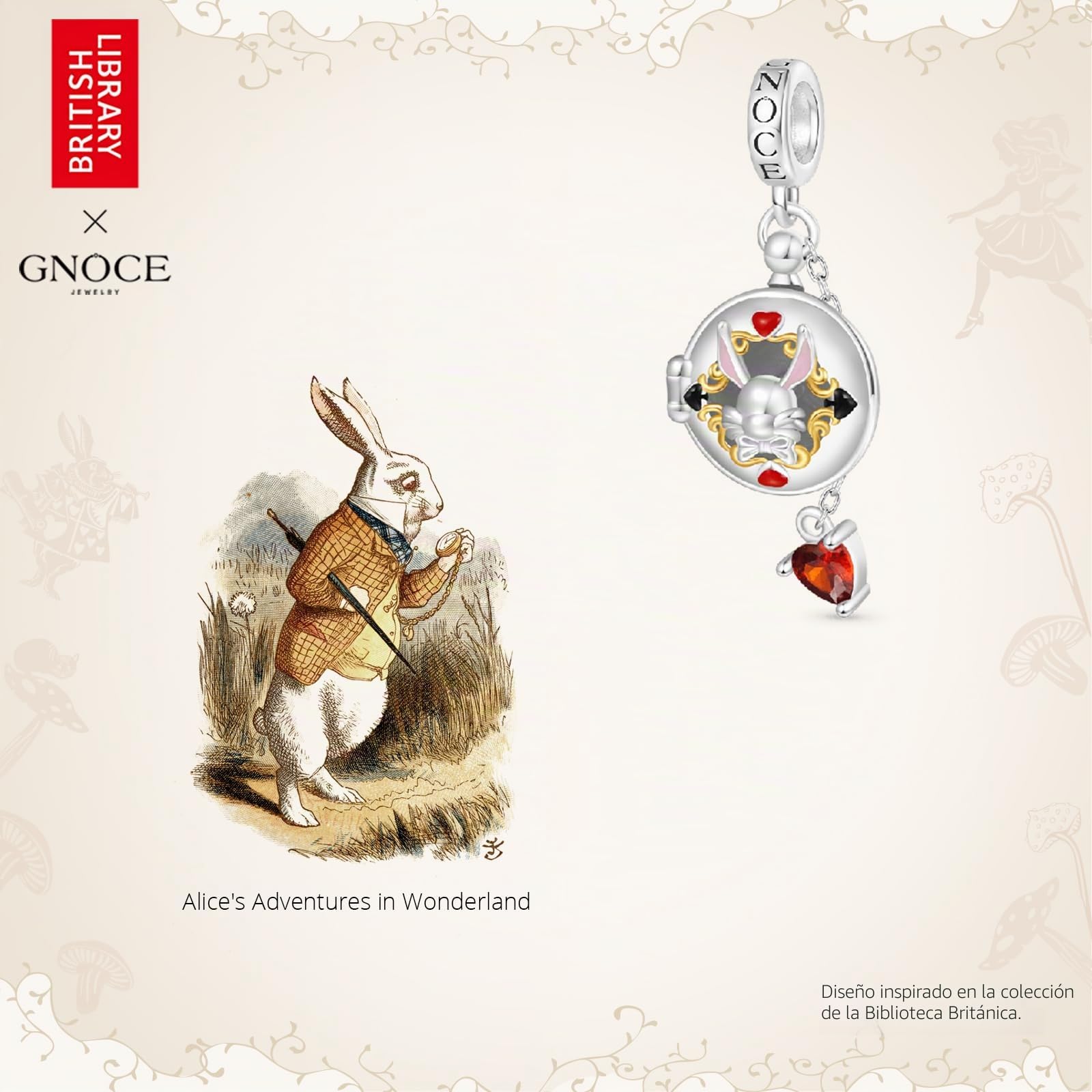GNOCE Alicia Aventura en el País de las Maravillas Colgante Encanto Dangle, S925 Plata de Ley Charms Dangle para las Mujeres Niñas Esposa Hija, Día de San Valentín, Día de la Madre Joyas Rega