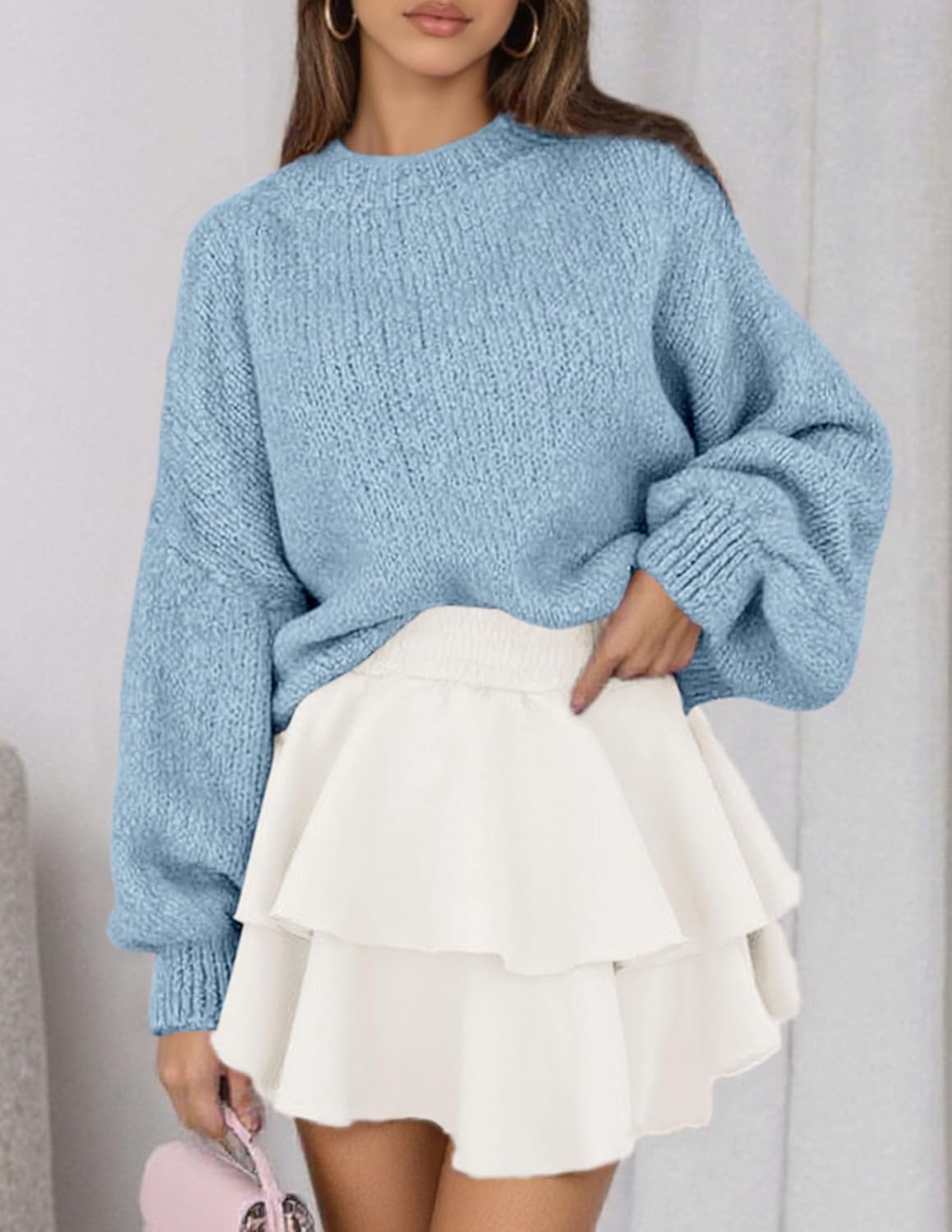 PRETTYGARDEN Sweaters for Women 2026 Fall Chunky Knit Long Sleeve Crew Neck Oversized Pullover Tops Winter Fashion Clothing