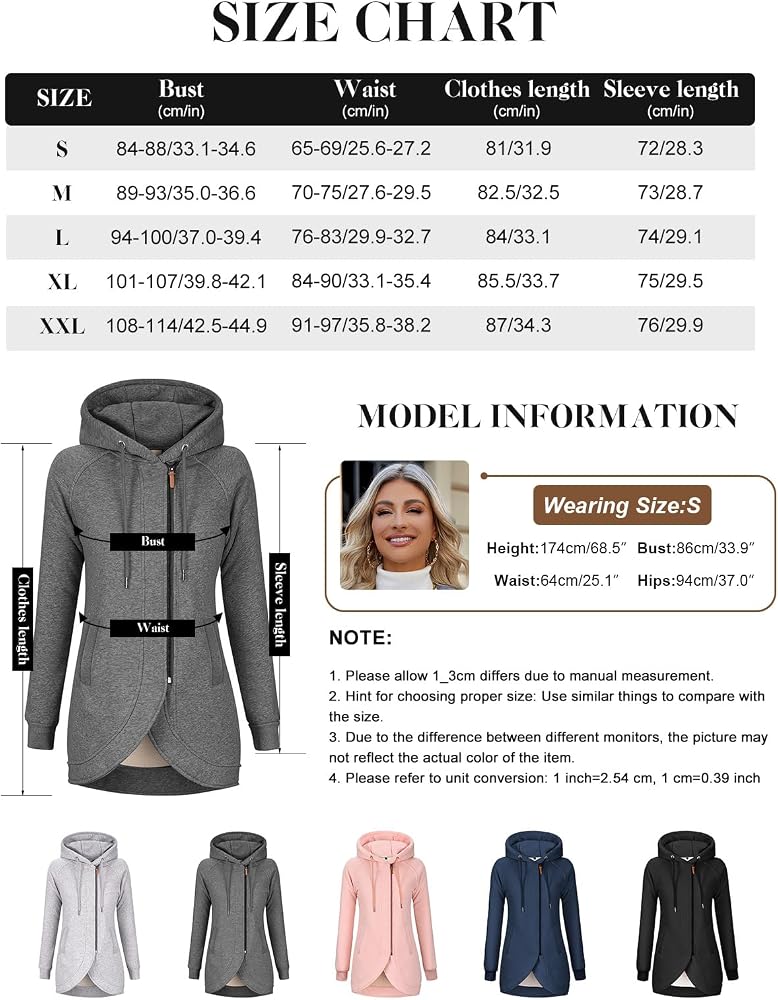 Voqeen Damen Kapuzenjacke Oversize – Fleece, Wärmend, Mit Reißverschluss & Taschen, In 5 Farben