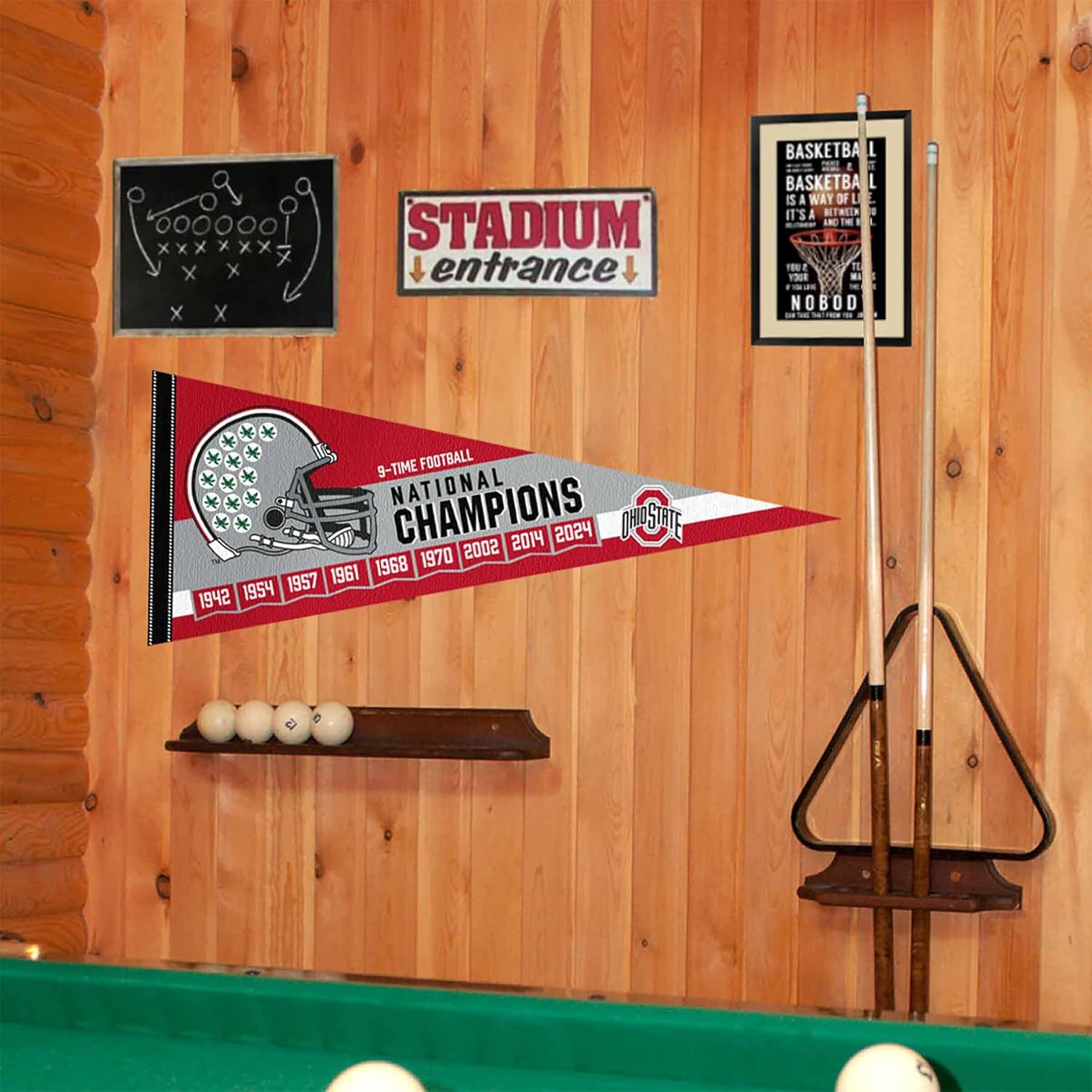 Ohio State University 9 Time National Champions Pennant Banner Flag - Image 2
