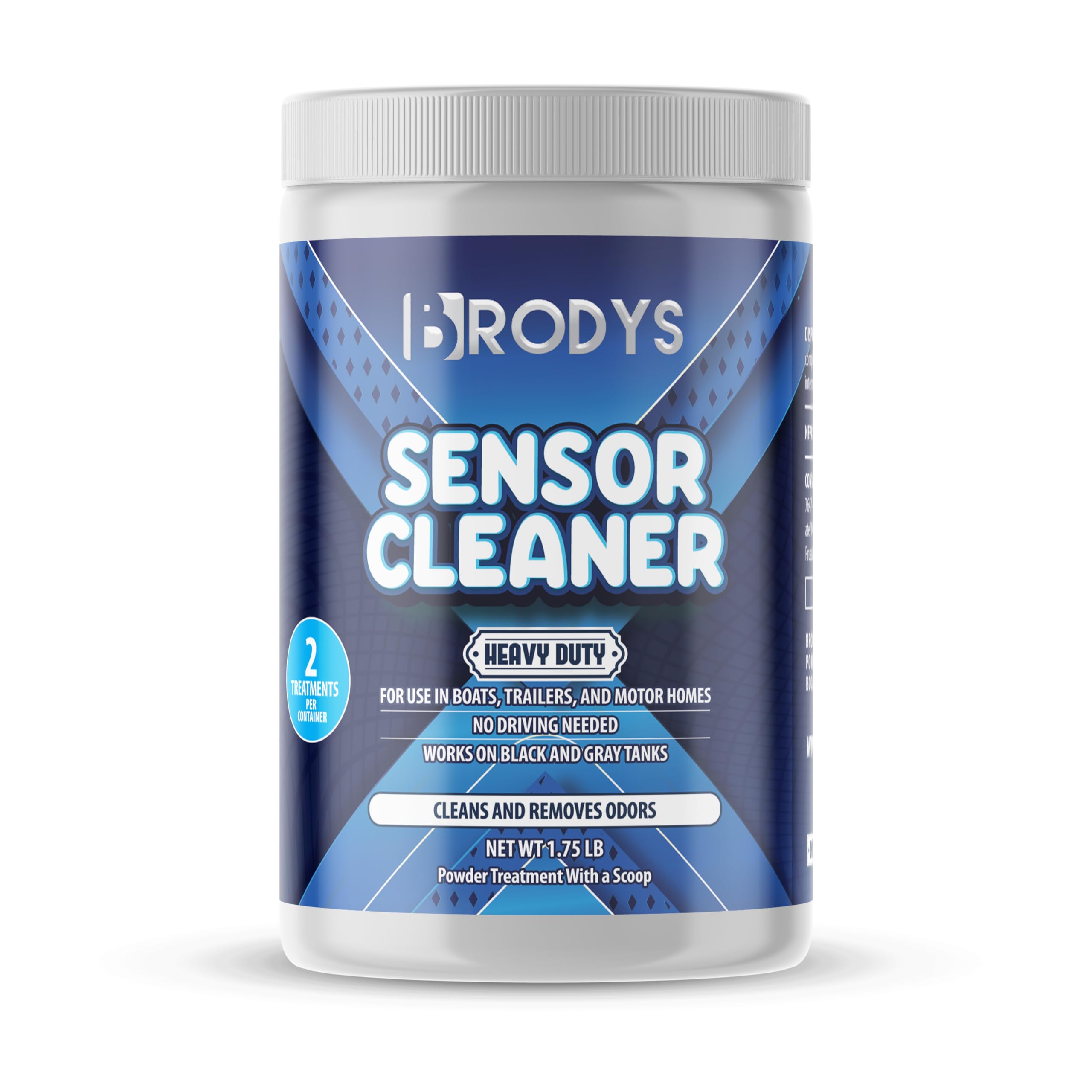BRODYS - RV and Marine SENSOR CLEANER- Black and Gray - Odor Eliminator and Breaks Down Waste, POWDER FORMULA (Camping and Marine), Must have accessory for all RVs - 2 TREATMENTS
