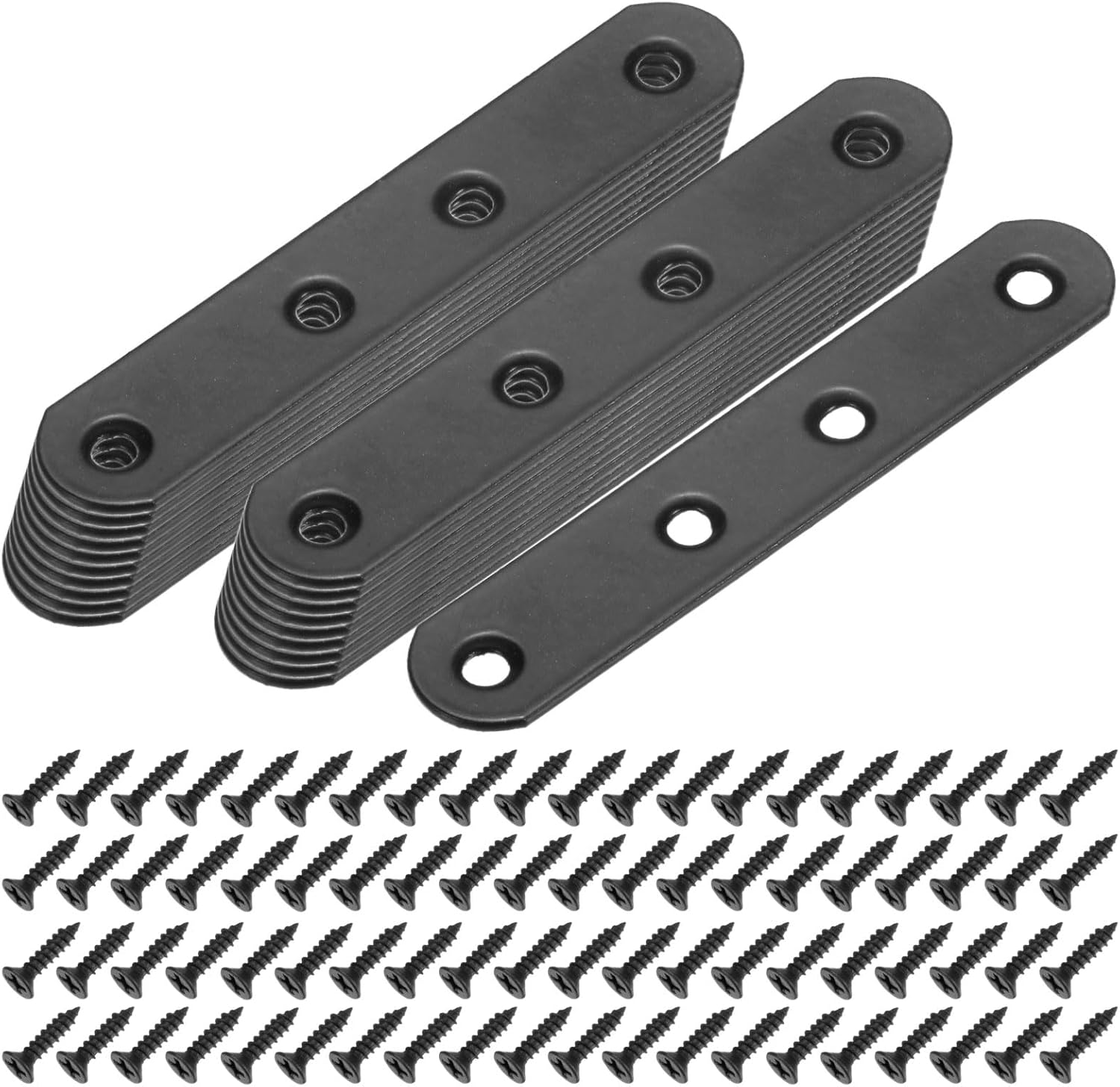 20-Pack Flat Straight Brackets, 3.74 x 0.71 Inch Flat Bracket Mending for Wood Furniture/ Timber PC Case Holder, Plate Furniture Brace [Black]