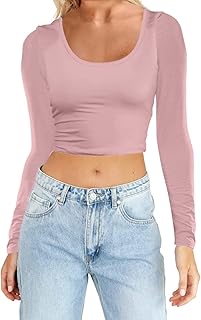 Blusa cropped de manga comprida lisa feminina casual manga curta leve para ioga tops de treino