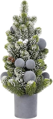 Miniatura 14 de Árbol de Navidad Pequeño, Árbol Artificial de 12 Pulgadas de Terciopelo Burgundía con Mini Bolas de Baya para Decoración de Mesa de Navidad, para