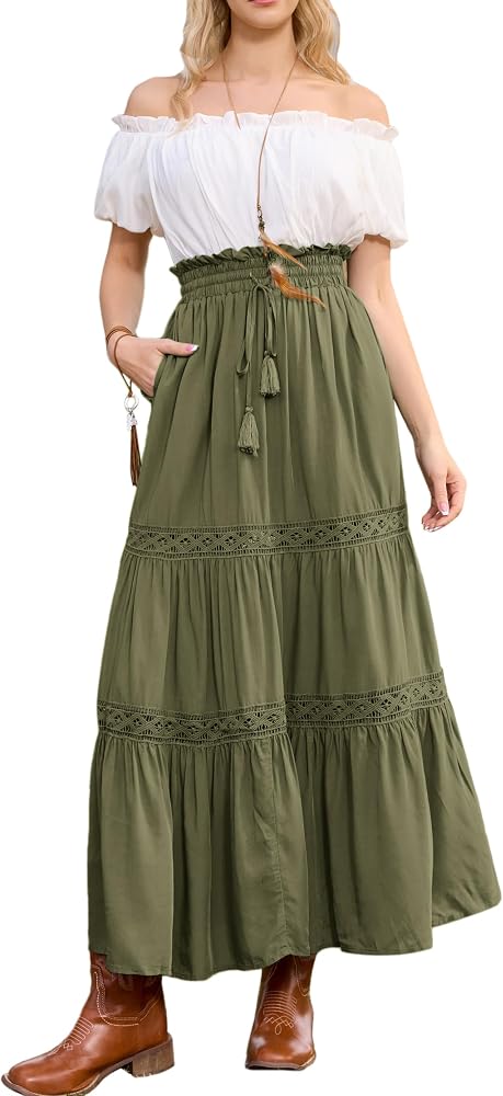 Amazon.com: SCARLET DARKNESS Renaissance Maxi Skirt Vintage