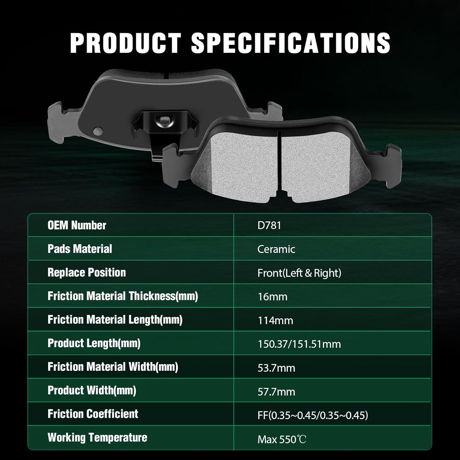 AUTOMUTO 4 Front Brake Pads Ceramic Brake Pads Set D781 For BMW 318i 318is 318ti 320i 323Ci 323i 323is 325Ci 325i 325is 325xi 328Ci 328i 328is Z3 Z4