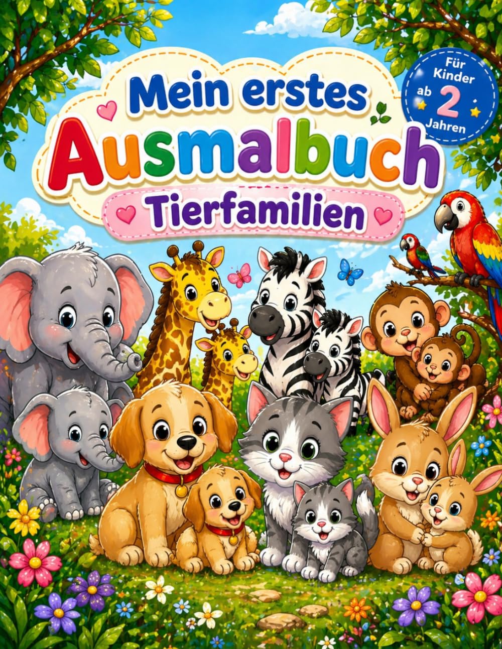 Mein erstes Ausmalbuch - Süße Tierfamilien: Große, einfache Tiermotive für Kinder ab 2 Jahren